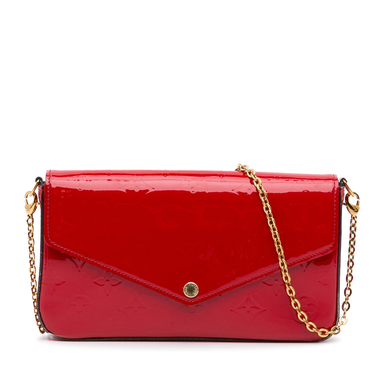 Louis Vuitton Monogram Vernis Pochette Felicie: Louis Vuitton Monogram Vernis Pochette Felicie The Pochette Felicie features a monogram vernis body a detachable chain shoulder strap a flap with snap button closure and an interior slip pocket. Brand