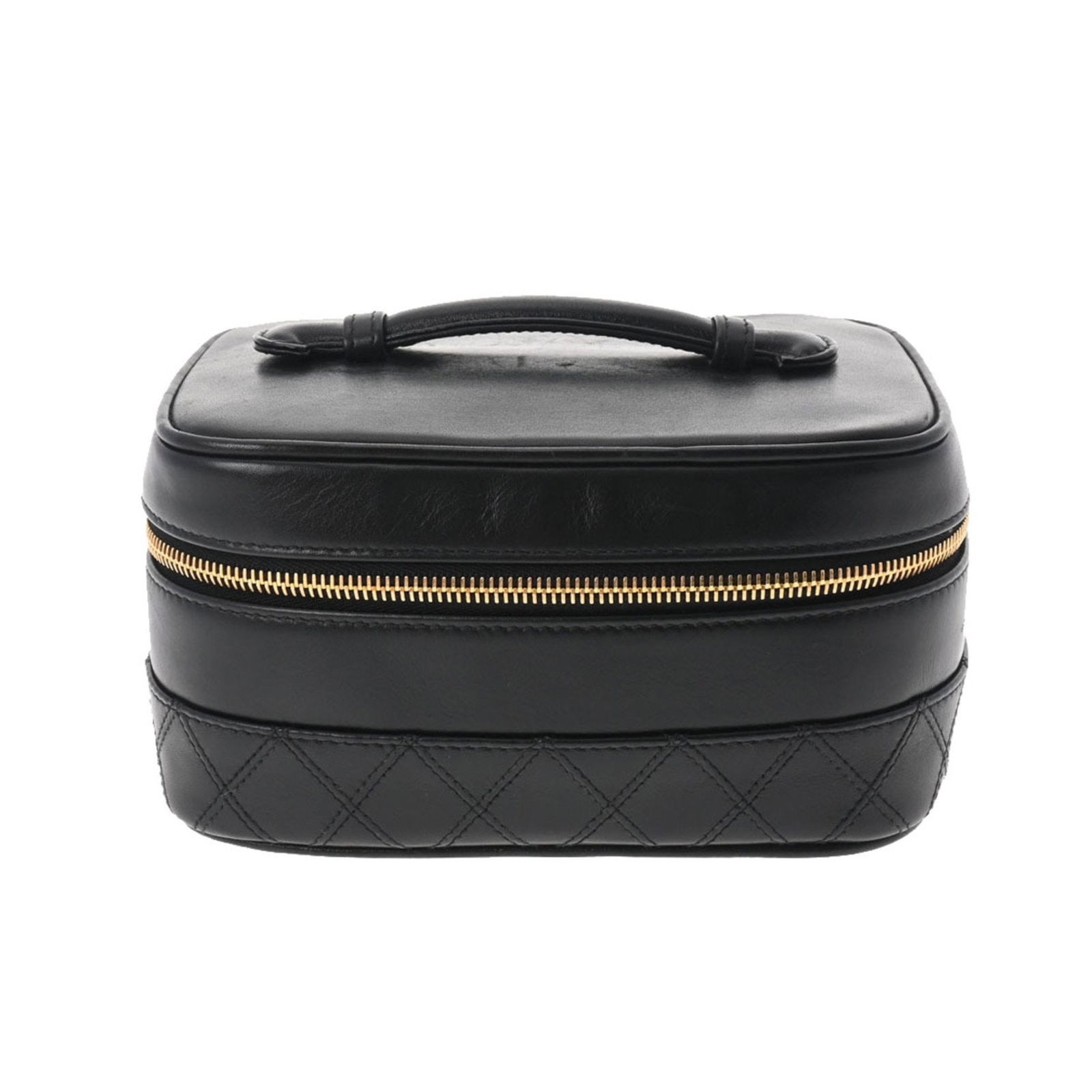 CHANEL Chanel matelasse horizontal vanity black ladies lambskin handbag: CHANEL Chanel matelasse horizontal vanity black ladies lambskin handbag Brand: Chanel Type: Handbag Material: Caviar leather Caviar leather: Color: Black Hardware Color: Gold Closure: Zipper Inner Poc