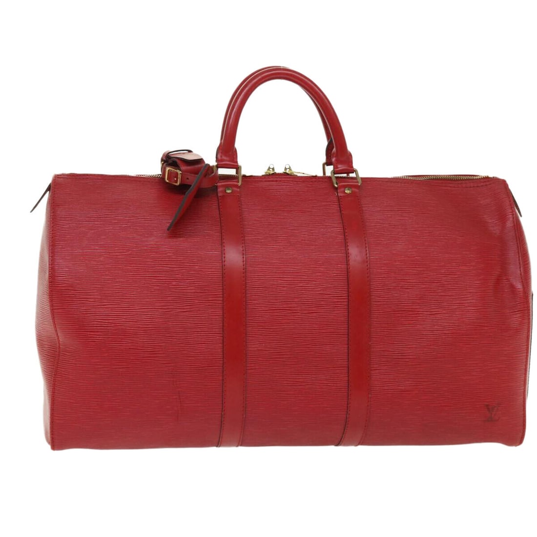 LOUIS VUITTON Epi Keepall 50 Boston Bag Red M42967 LV: LOUIS VUITTON Epi Keepall 50 Boston Bag Red M42967 LV Style: Boston Bag Material: Epi Leather Exterior Color: Red Bag Height: 11.8inch(Approx) / 30cm(Approx) Bag Depth: 9.1inch(Approx) / 23cm(Approx) 