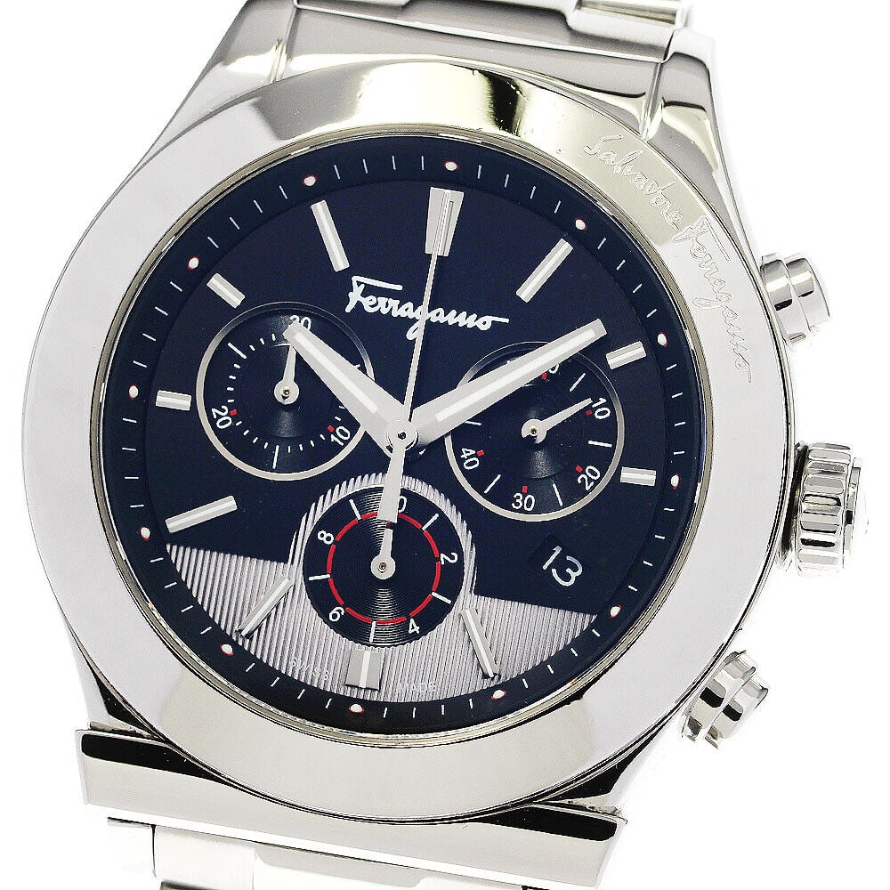Salvatore Ferragamo Chronograph Date FFM080016 Quartz Mens_732007: Salvatore Ferragamo Chronograph Date FFM080016 Quartz Mens_732007 Type: wristwatch commodity condition glass slight scratches case slight scratches bezel slight scratches Belt/Bracelet Slight Scratche