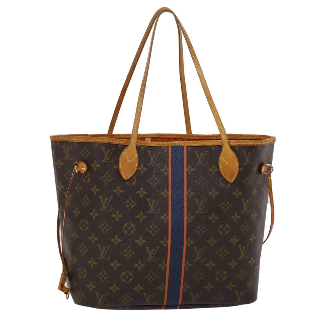 LOUIS VUITTON Monogram Neverfull MM Tote Bag Navy Orange M40156 LV: LOUIS VUITTON Monogram Neverfull MM Tote Bag Navy Orange M40156 LV Style: Tote Bag Material: Monogram Canvas Exterior Color: Monogram / Navy / Orange Bag Height: 11.8inch(Approx) / 30cm(Approx) Bag De