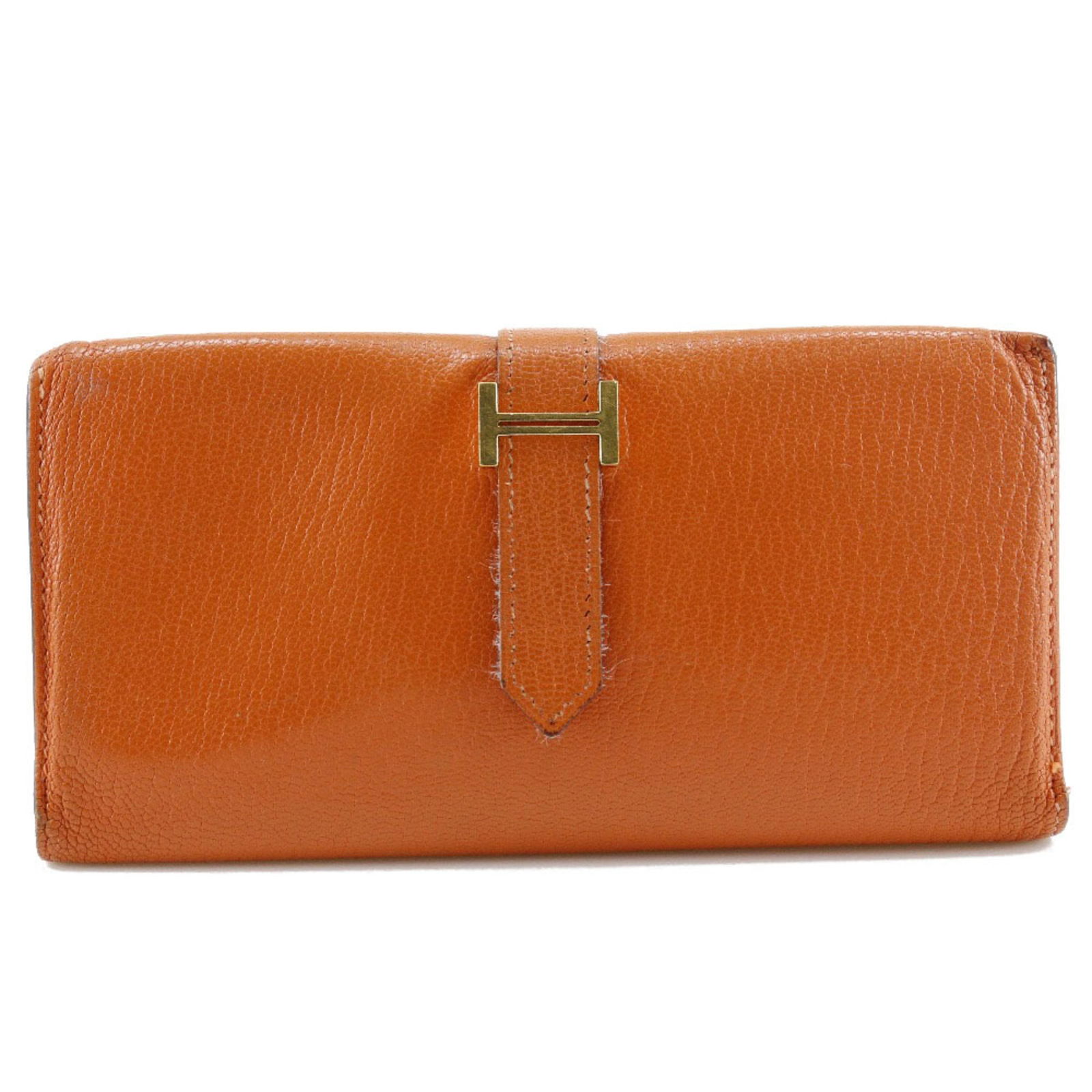 HERMES Hermes Bearn Long Wallet 2PLIS Dupri Trifold Chevre Orange #H Women's: HERMES Hermes Bearn Long Wallet 2PLIS Dupri Trifold Chevre Orange #H Women's Brand: Hermes Type: Long bill wallet (bi-fold) Gender: Women Material: Chevre leather Chevre leather: Color: Orange Size (H