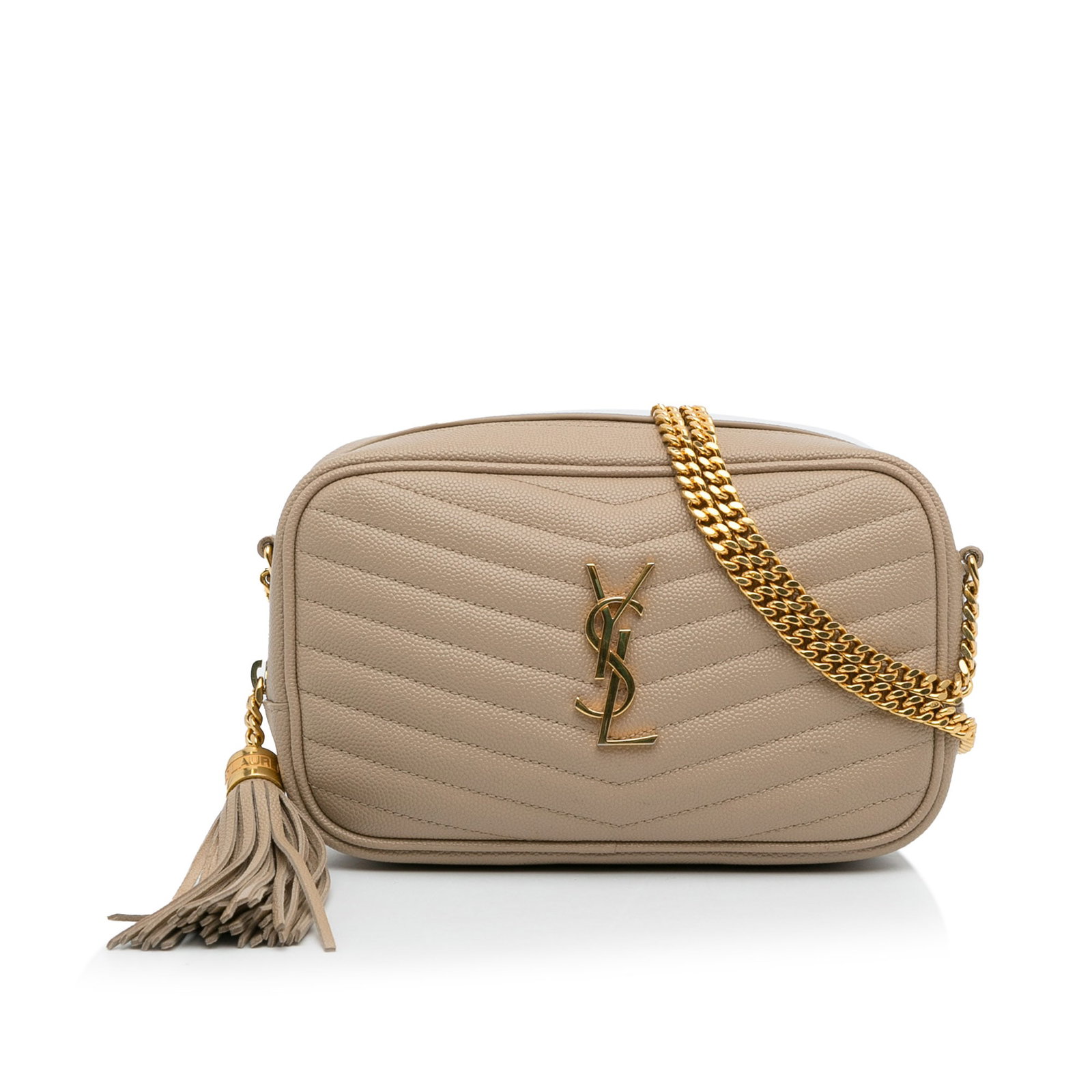 Saint Laurent Mini Monogram Lou Crossbody Bag: Saint Laurent Mini Monogram Lou Crossbody Bag The Mini Lou features a quilted leather body a leather and chain shoulder strap a top zip closure an exterior back slip pocket and interior card slots. Br