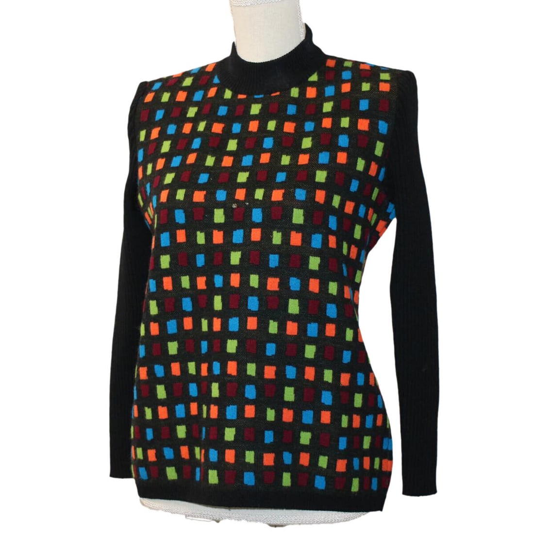 SAINT LAURENT Sweater Wool Black Multicolor: SAINT LAURENT Sweater Wool Black Multicolor Style: Jacket Outer Shell Material: Wool Color: Black / Multicolor Sleeve Length: 21.3inch Country Of Manufacture: Japan Type: Jacket Exterior Material: Woo