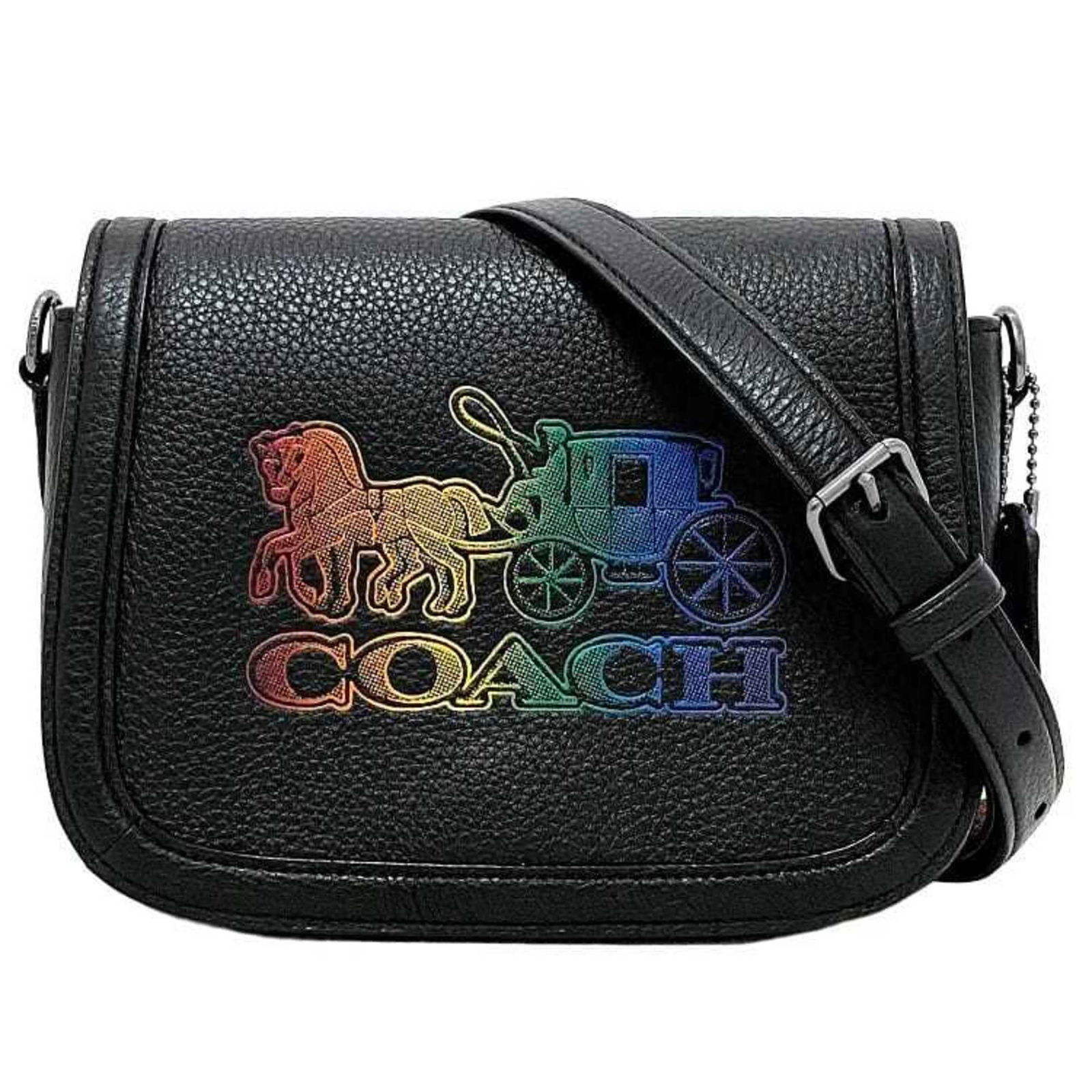 Coach shoulder bag black rainbow horse and carriage C6804 leather COACH ladies: Coach shoulder bag black rainbow horse and carriage C6804 leather COACH ladies Brand: Coach Model: C6804 Type: Shoulder bag Material: Leather Leather: Color: Black Gender: Women Size (HxWxD): 16cm x 2