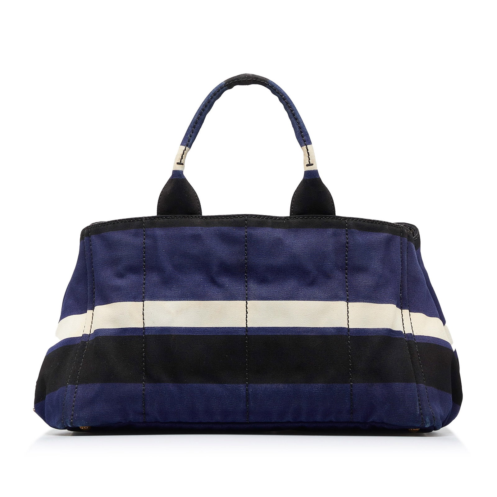 Prada Canapa Righe Handbag: Prada Canapa Righe Handbag This handbag features a canvas body flat handles an open top and interior zip and slip pockets. Brand: Prada Model: Canapa Righe Handbag Origin: Italy Category: Bags Color: 
