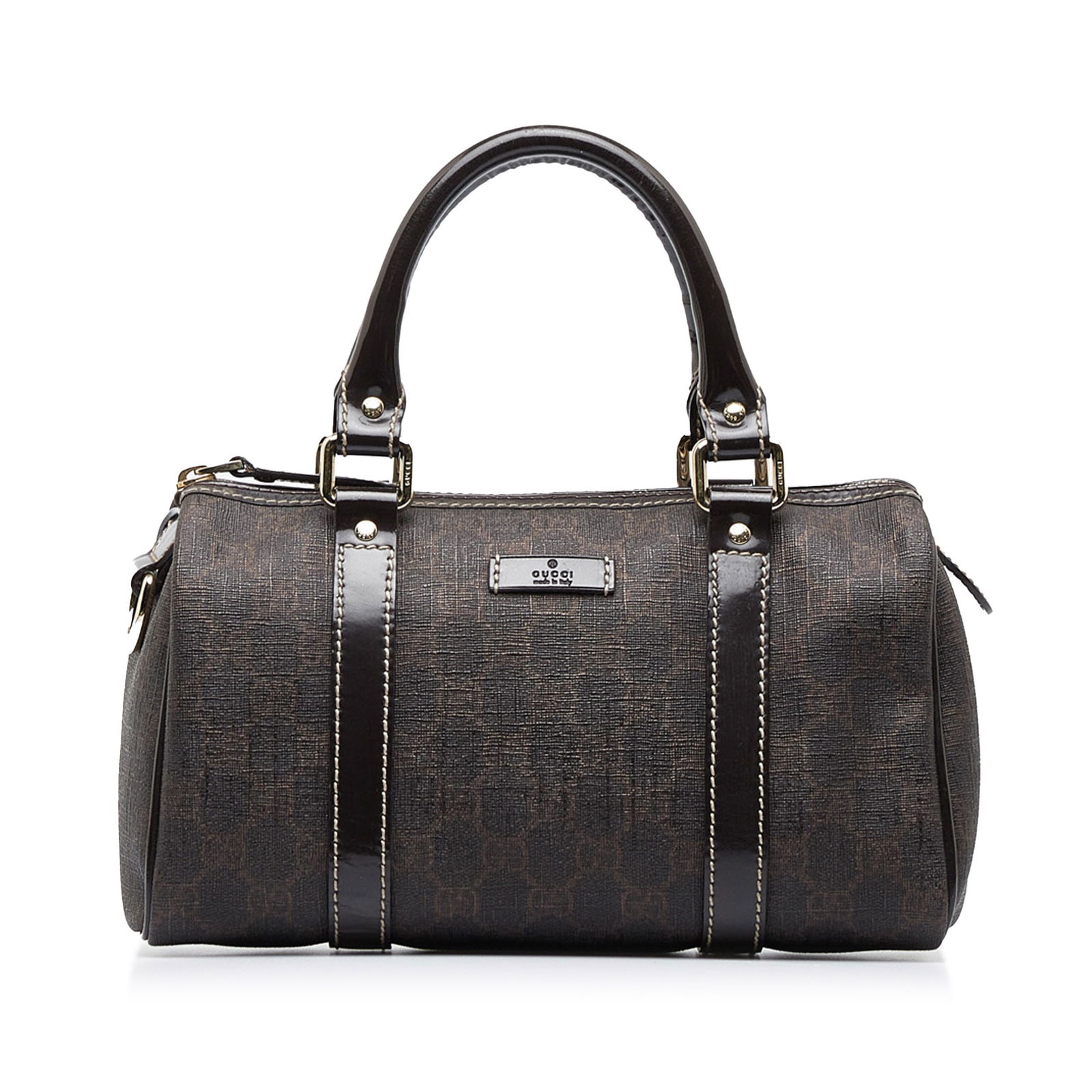 Gucci GG Supreme Joy Boston: Gucci GG Supreme Joy Boston The Joy boston bag features a coated canvas body with leather trim rolled leather handles a top zip closure and an interior slip pocket. Brand: Gucci Model: GG Supreme Joy