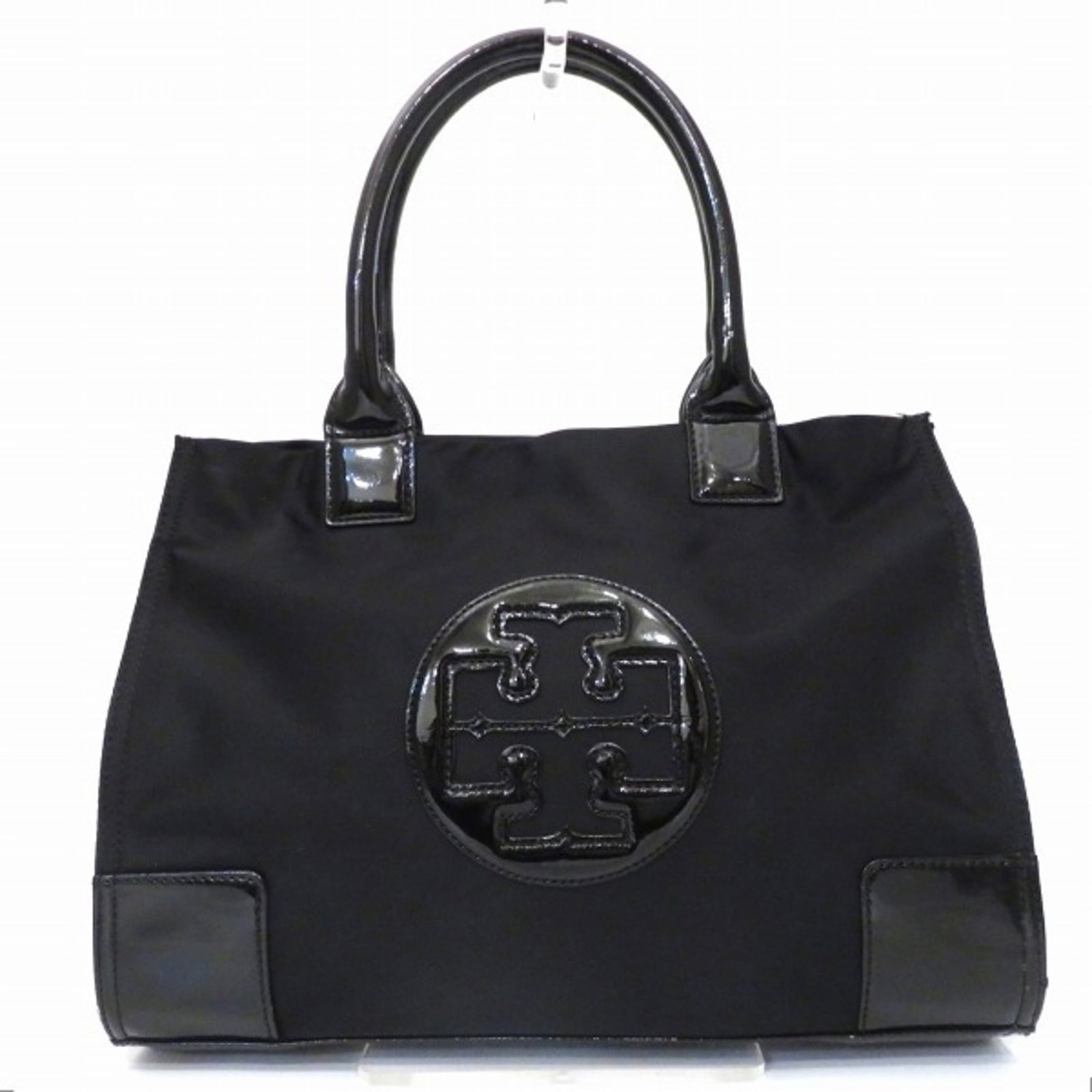 Tory Burch Logo Tote Bag Black Handbag Ladies: Tory Burch Logo Tote Bag Black Handbag Ladies Brand: Tory Burch Type: Handbag Tote bag Material: Nylon Leather Nylon: Leather: Leather/Fur Type: Enamel Leather Color: Black Gender: Women Size (HxWxD):