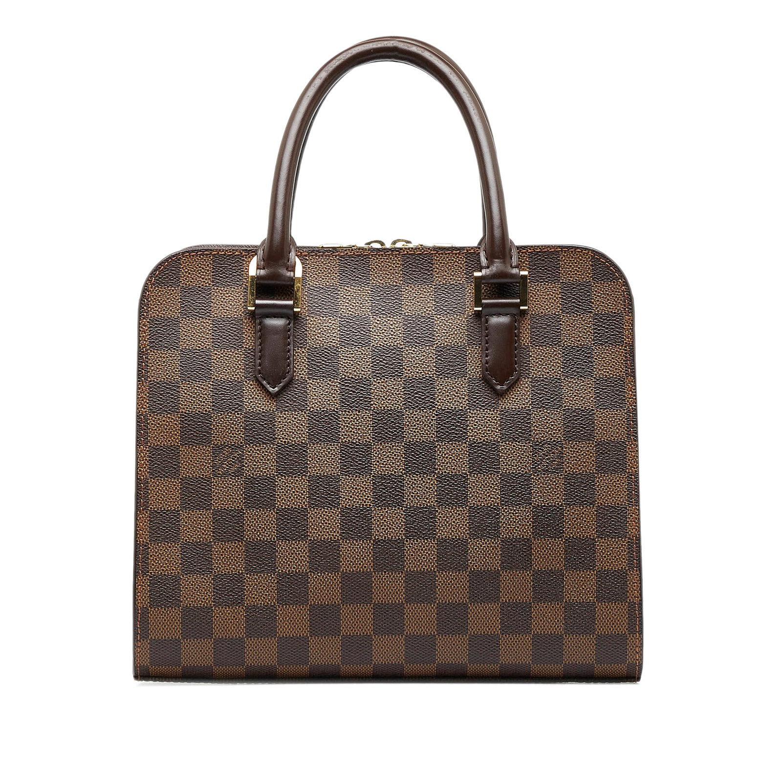 Louis Vuitton Damier Ebene Triana: Louis Vuitton Damier Ebene Triana The Ebene Triana features a damier canvas body rolled leather handles a top zip closure and an interior zip pocket. Brand: Louis Vuitton Model: Damier Ebene Triana Or