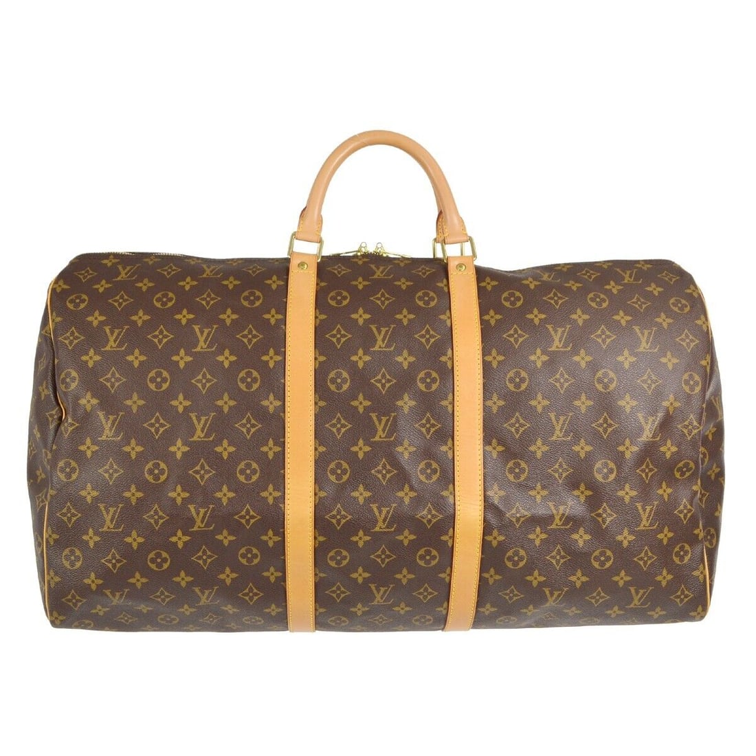 Louis Vuitton Keepall 60 Duffle Handbag Purse Monogram M41422 FL1010: Louis Vuitton Keepall 60 Duffle Handbag Purse Monogram M41422 FL1010 Bag Width: 23 in Pattern: Monogram Bag Height: 12 in Closure: Zip Occasion: Travel Handle/Strap Color: Beige Size: Extra Large Hand
