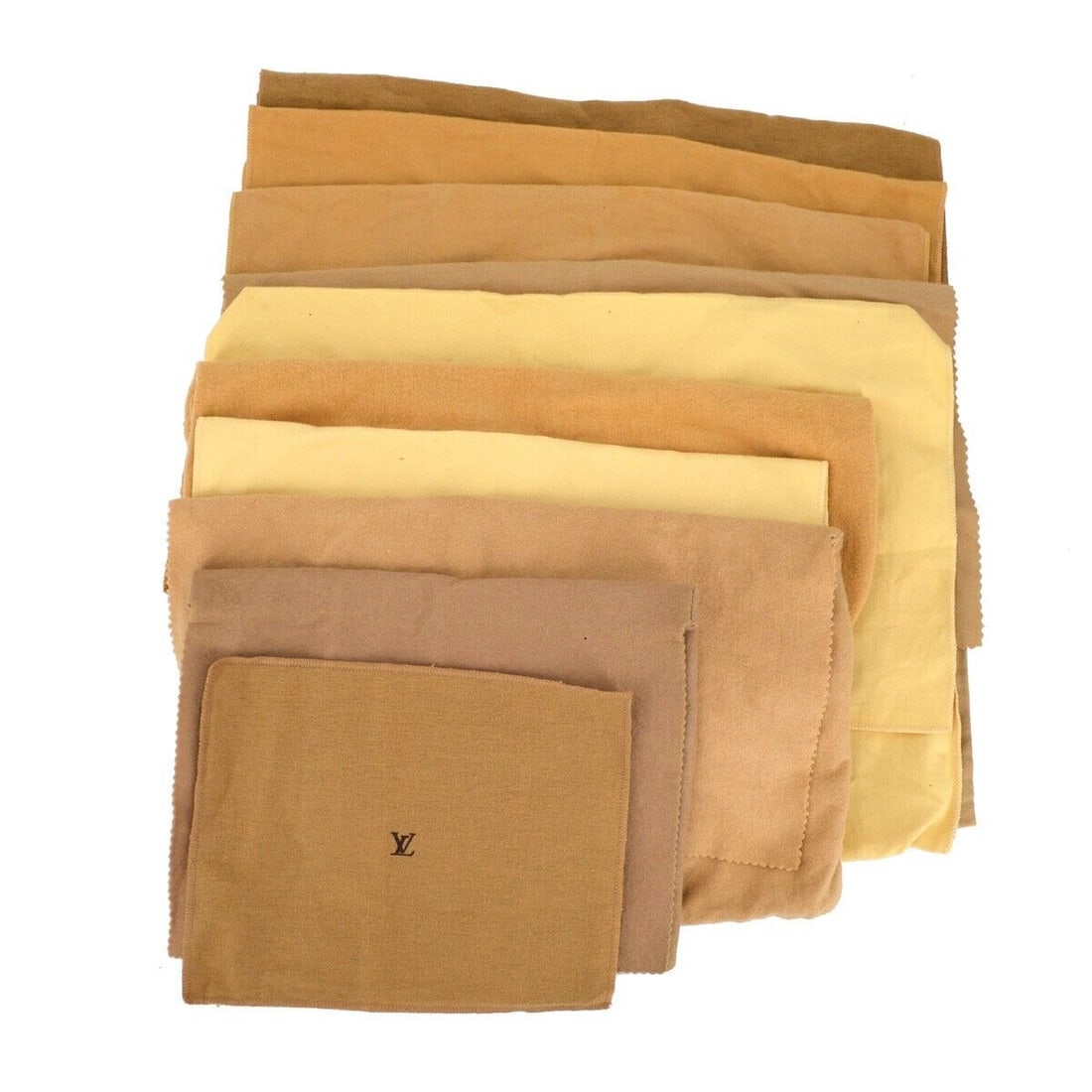 Louis Vuitton Dust Bag 10 Set Brown Beige 100% Cotton: Louis Vuitton Dust Bag 10 Set Brown Beige 100% Cotton Type: Dustbag Color: Brown Material: Cotton Outside Condition: B: Reasonable Wear and Tear/Inside Condition: C: Heavily Used The BIDHAUS Guarantee
