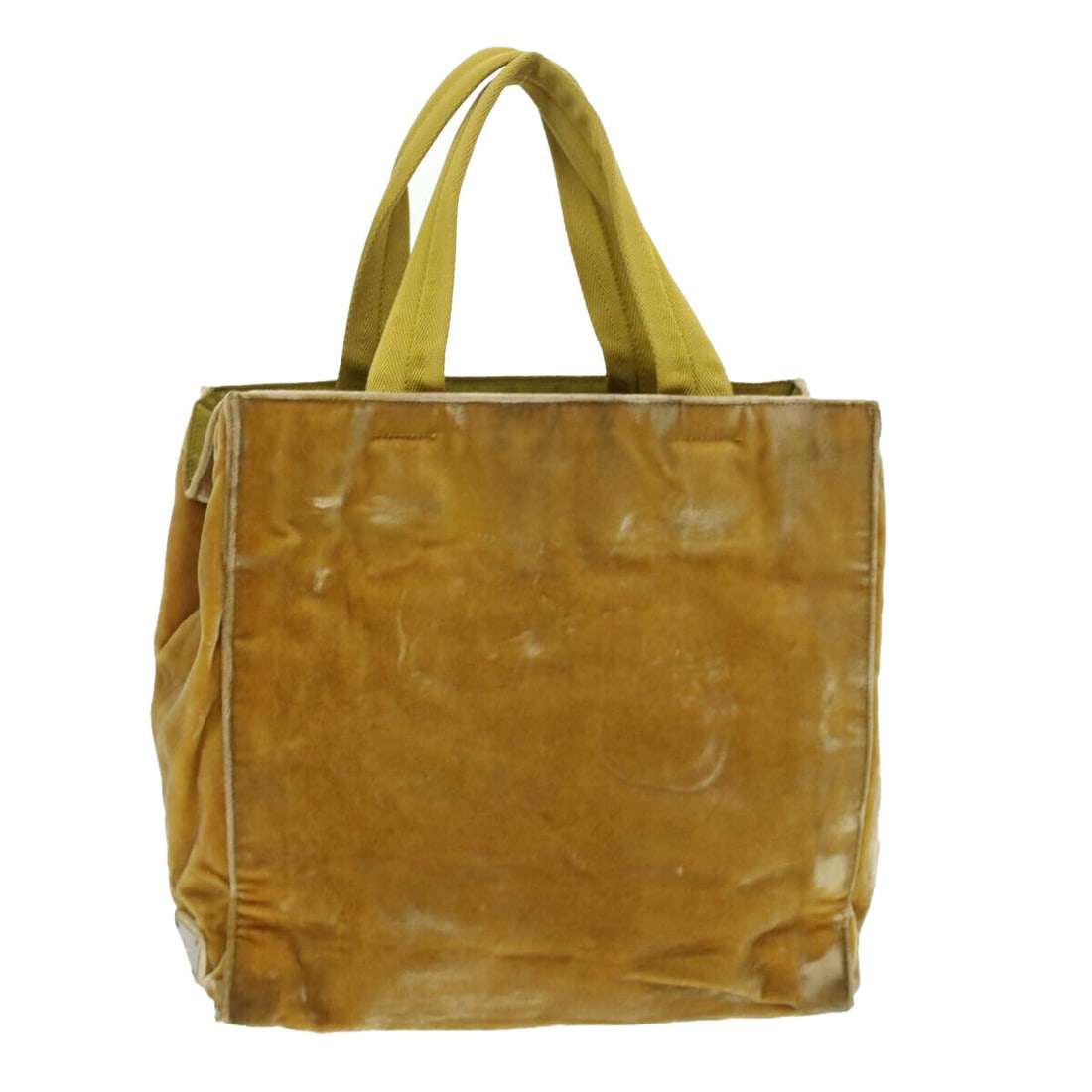 PRADA Hand Bag Velor Yellow: PRADA Hand Bag Velor Yellow Style: Hand Bag Material: Velor Exterior Color: Yellow Bag Height: 11.0inch(Approx) / 28cm(Approx) Bag Depth: 3.5inch(Approx) / 9cm(Approx) Bag Length: 11.0inch(Approx) / 2