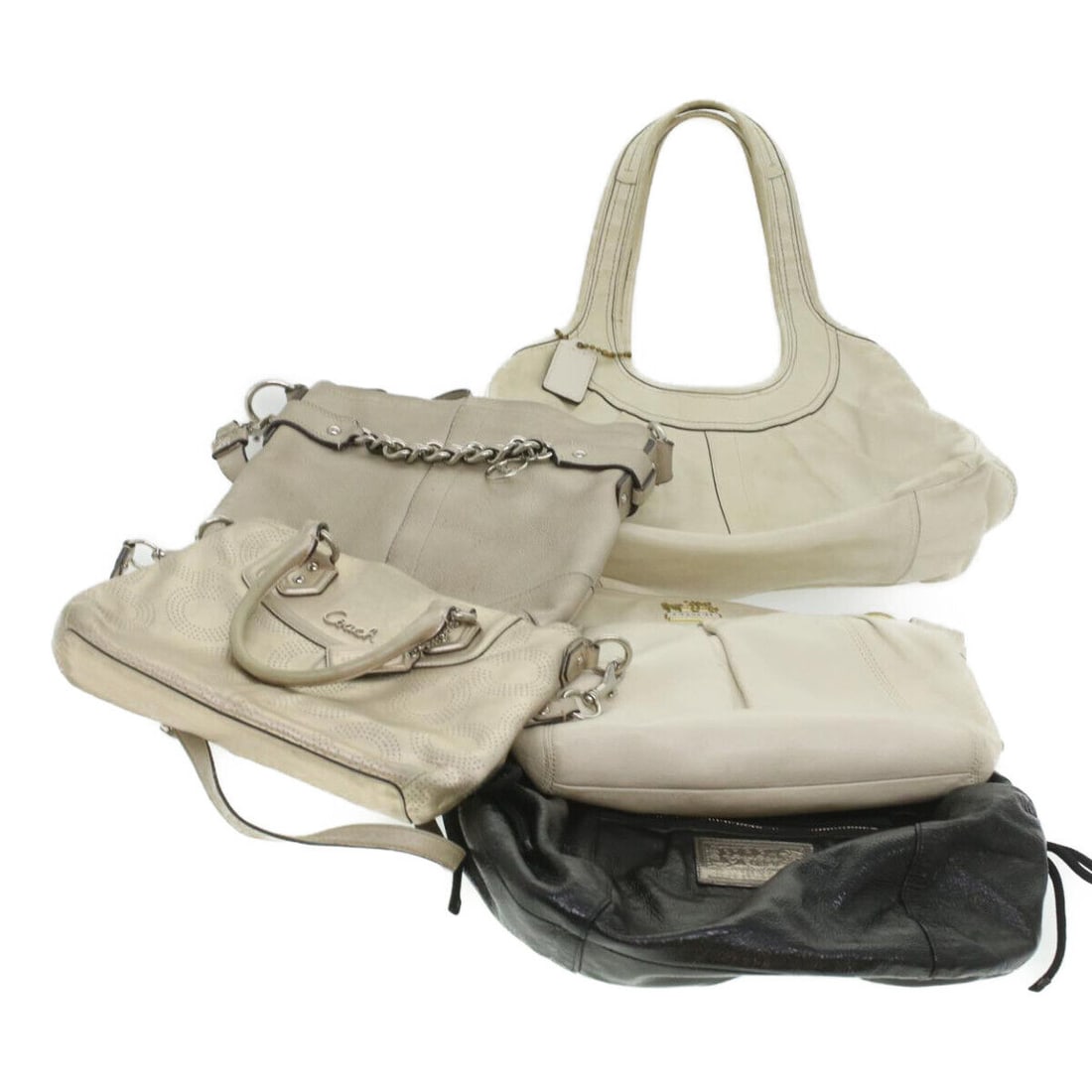 Coach Shoulder Bag Leather 5Set Black Beige: Coach Shoulder Bag Leather 5Set Black Beige Style: Shoulder Bag Material: Leather Exterior Color: Black / Beige Type: Shoulder Bag Exterior Material: Leather C: Heavily Used The BIDHAUS Guarantee: All