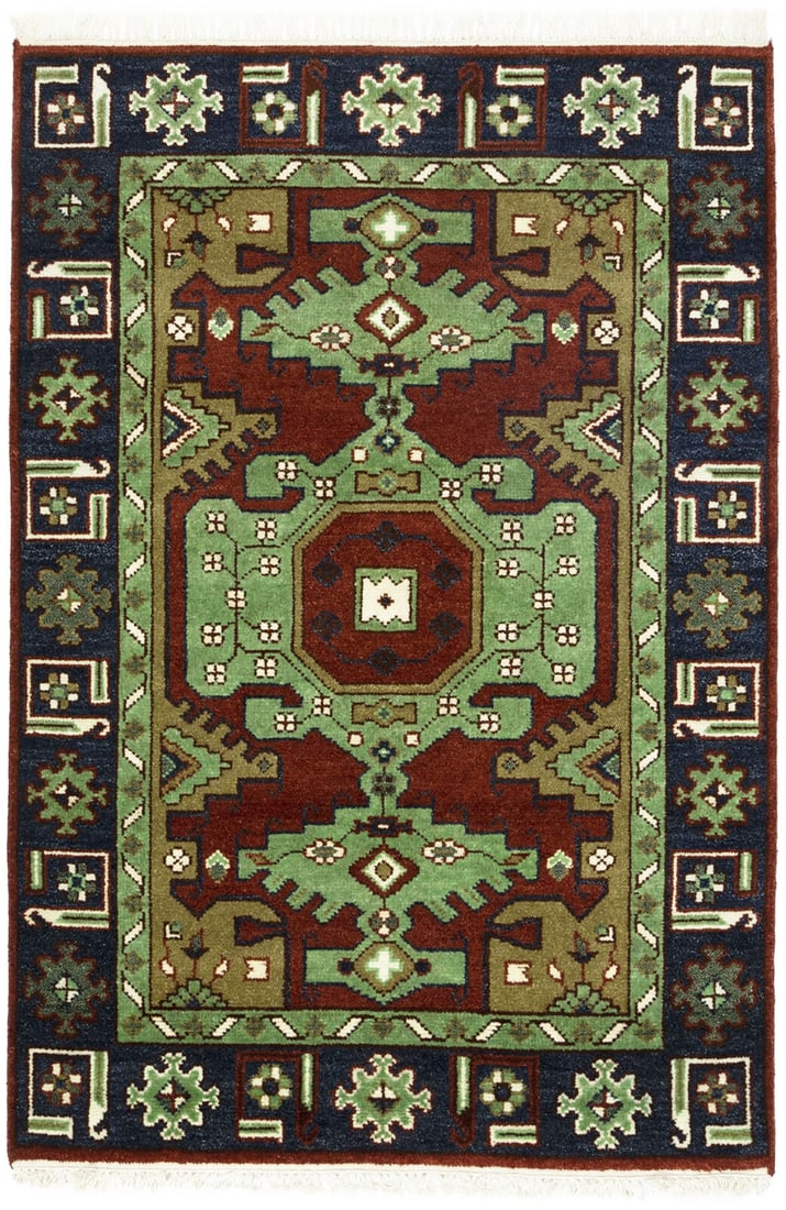 Green Tribal Geometric Style 4X6 Kazak Oriental Rug Foyer Entryway Decor Carpet: Green Tribal Geometric Style 4X6 Kazak Oriental Rug Foyer Entryway Decor Carpet Free continental US Shipping Type: Area Rug Size: 4"0 x 5"10 Ft Color: Green Production Technique: Knotted Material: Woo