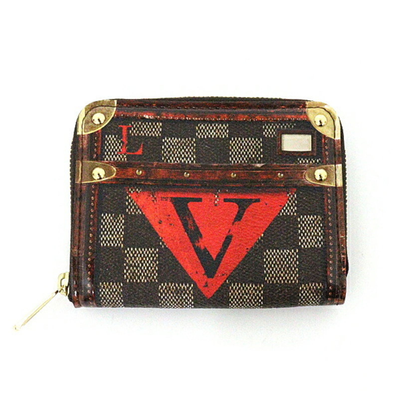 LOUIS VUITTON Louis Vuitton Zippy Coin Purse Damier Trunk Time Round M52745 Brown Red: LOUIS VUITTON Louis Vuitton Zippy Coin Purse Damier Trunk Time Round M52745 Brown Red Brand: Louis Vuitton Line: Damier Country of Origin: France Type: Coin purse/coin case Gender: Women Material: Dam
