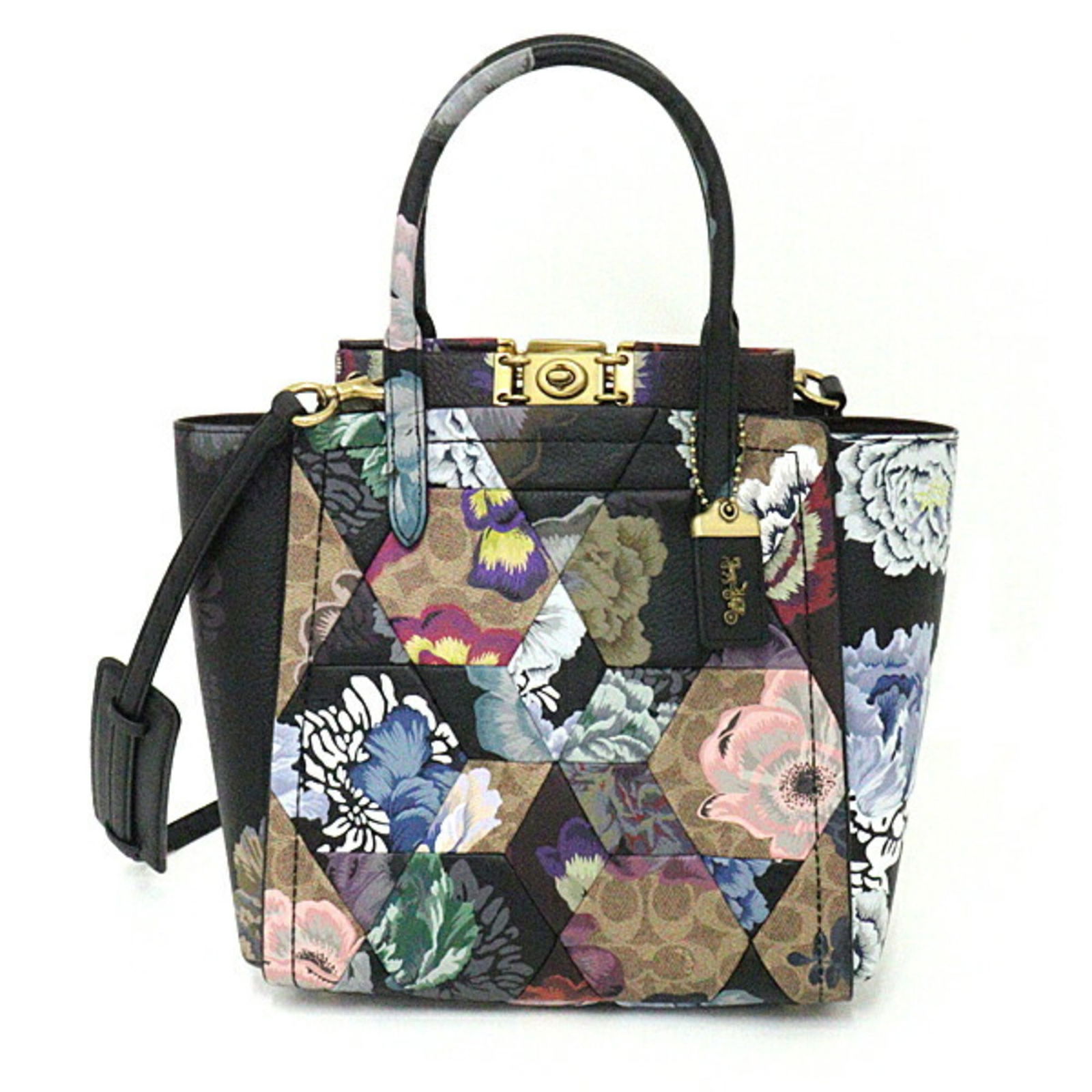 Coach Kaffe Fassett Troop Tote with Cafe Facet print 2way shoulder bag 78465 multicolor: Coach Kaffe Fassett Troop Tote with Cafe Facet print 2way shoulder bag 78465 multicolor Brand: Coach Country of Origin: Vietnam Type: Shoulder bag Color: Black Multi-color Hardware Color: Gold Gender: