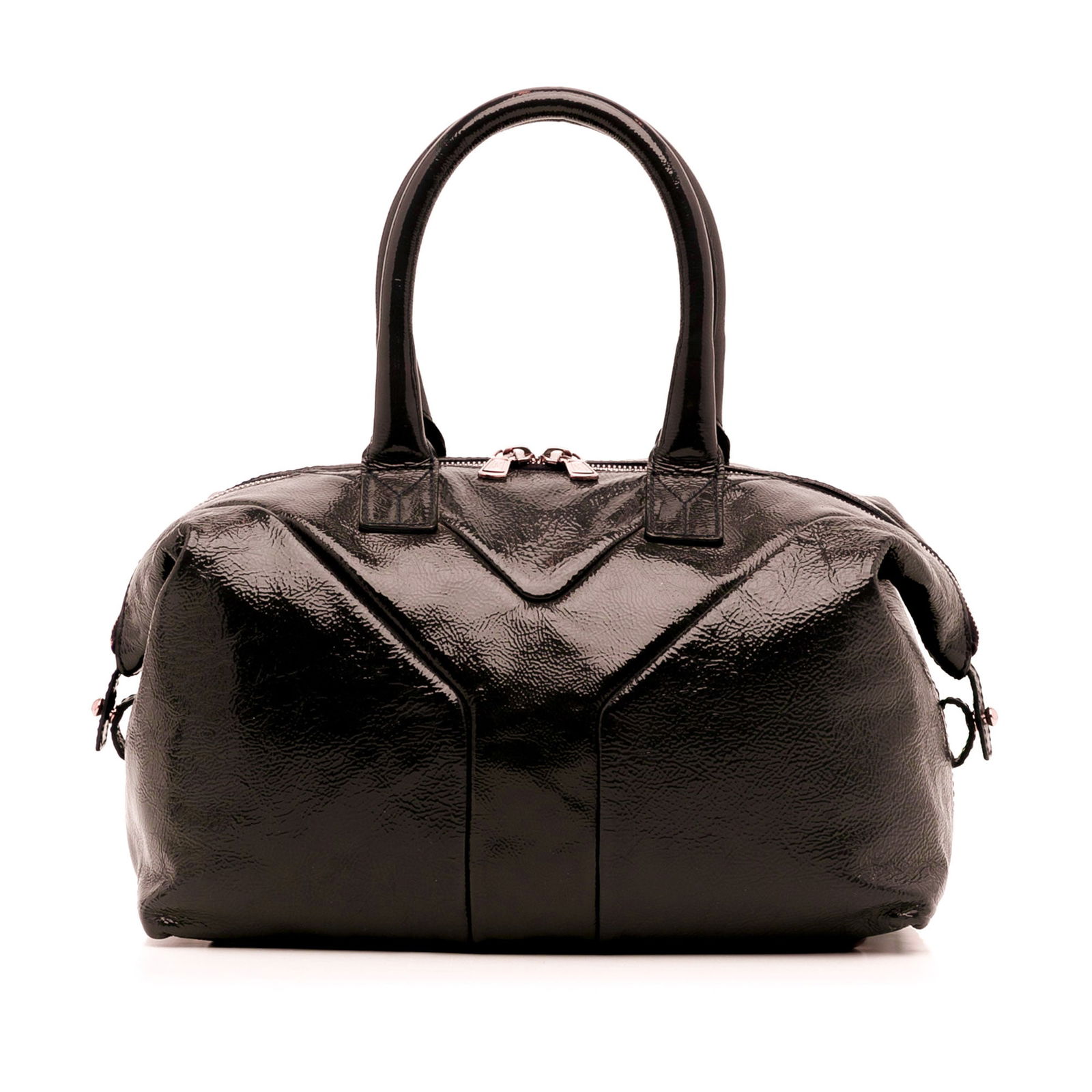 YSL Easy Y Patent Leather Tote: YSL Easy Y Patent Leather Tote The Easy Y tote bag features a patent leather body rolled leather handles a top zip closure and interior zip and slip pockets. Brand: YSL Model: Easy Y Patent Leather To