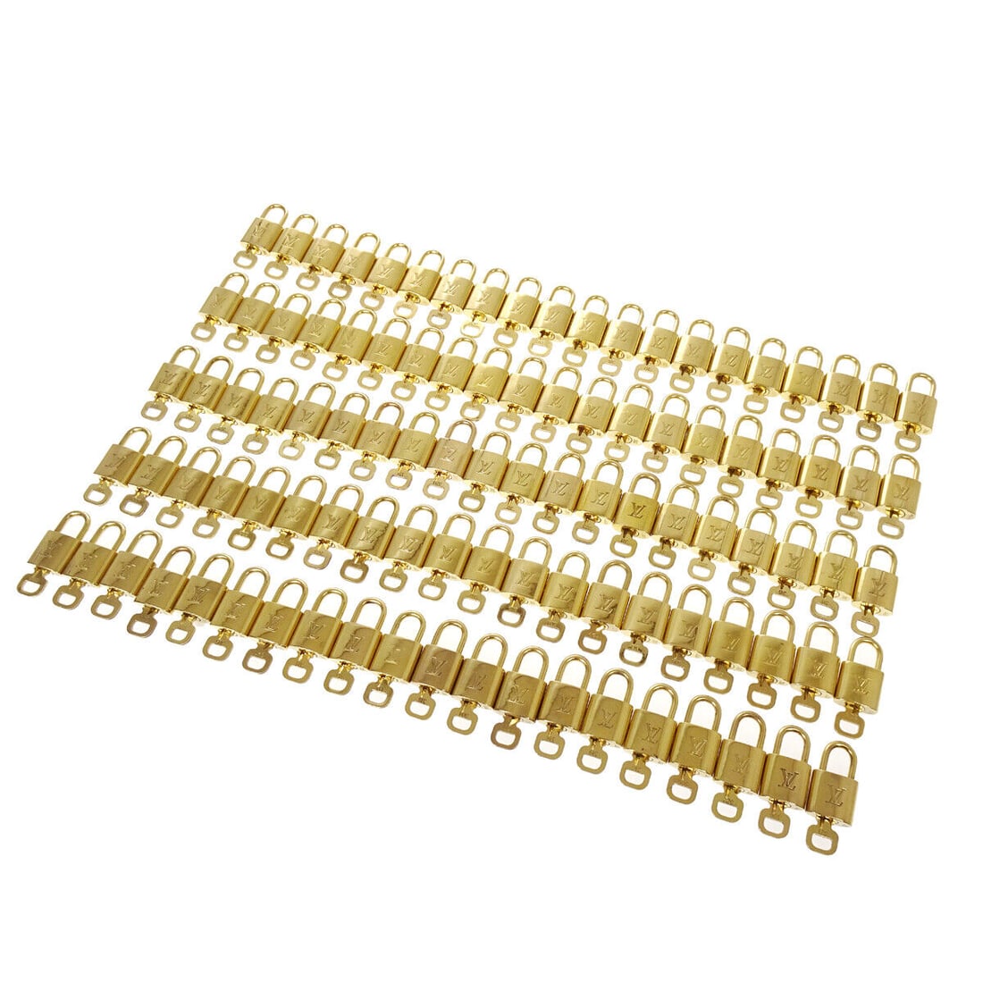 LOUIS VUITTON Padlock & Key Bag Accessories Charm 100 Piece Set Gold: LOUIS VUITTON Padlock & Key Bag Accessories Charm 100 Piece Set Gold Type: Padlock Color: Gold Outside Condition: C: Heavily Used/Inside Condition: C: Heavily Used The BIDHAUS Guarantee: All items in 