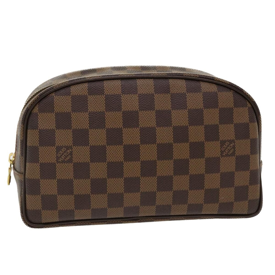 LOUIS VUITTON Damier Ebene Trousse Toilette 25 Clutch Bag N47623 LV: LOUIS VUITTON Damier Ebene Trousse Toilette 25 Clutch Bag N47623 LV Style: Clutch Bag Material: Damier Ebene Canvas Exterior Color: Damie Ebene Bag Height: 5.9inch(Approx) / 15cm(Approx) Bag Depth: 2.