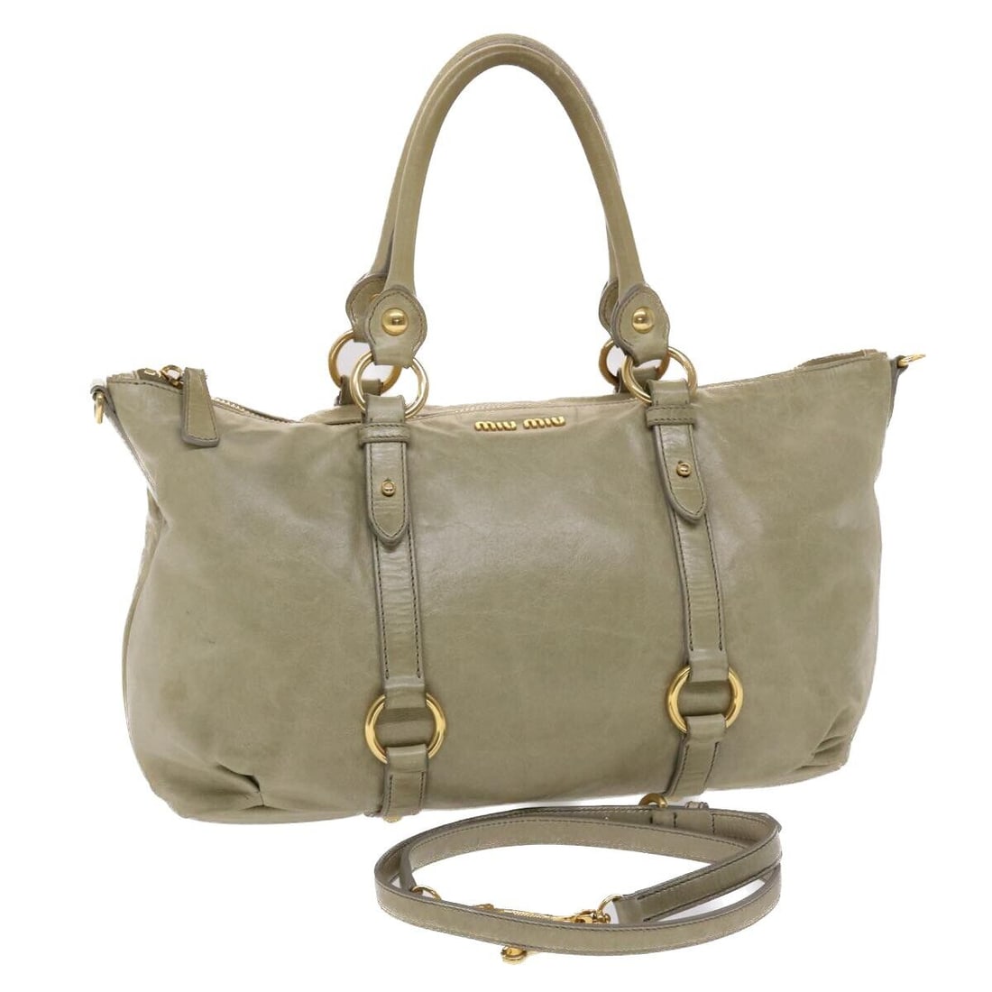 Miu Miu Hand Bag Leather 2way Gray: Miu Miu Hand Bag Leather 2way Gray Style: Hand Bag Material: Leather Exterior Color: Gray Bag Height: 9.8inch(Approx) / 25cm(Approx) Bag Depth: 5.3inch(Approx) / 13.5cm(Approx) Bag Length: 14.2inch(Ap