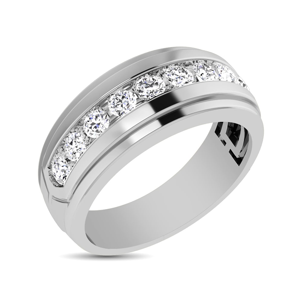 Diamond 1/2 Ctw Comfort Fit Mens Band: Diamond 1/2 Ctw Comfort Fit Mens Band Honor the man you love with this handsome diamond Mens Weddin Ring band. Created in 10K white gold, this bold design features a single row of shimmering dia