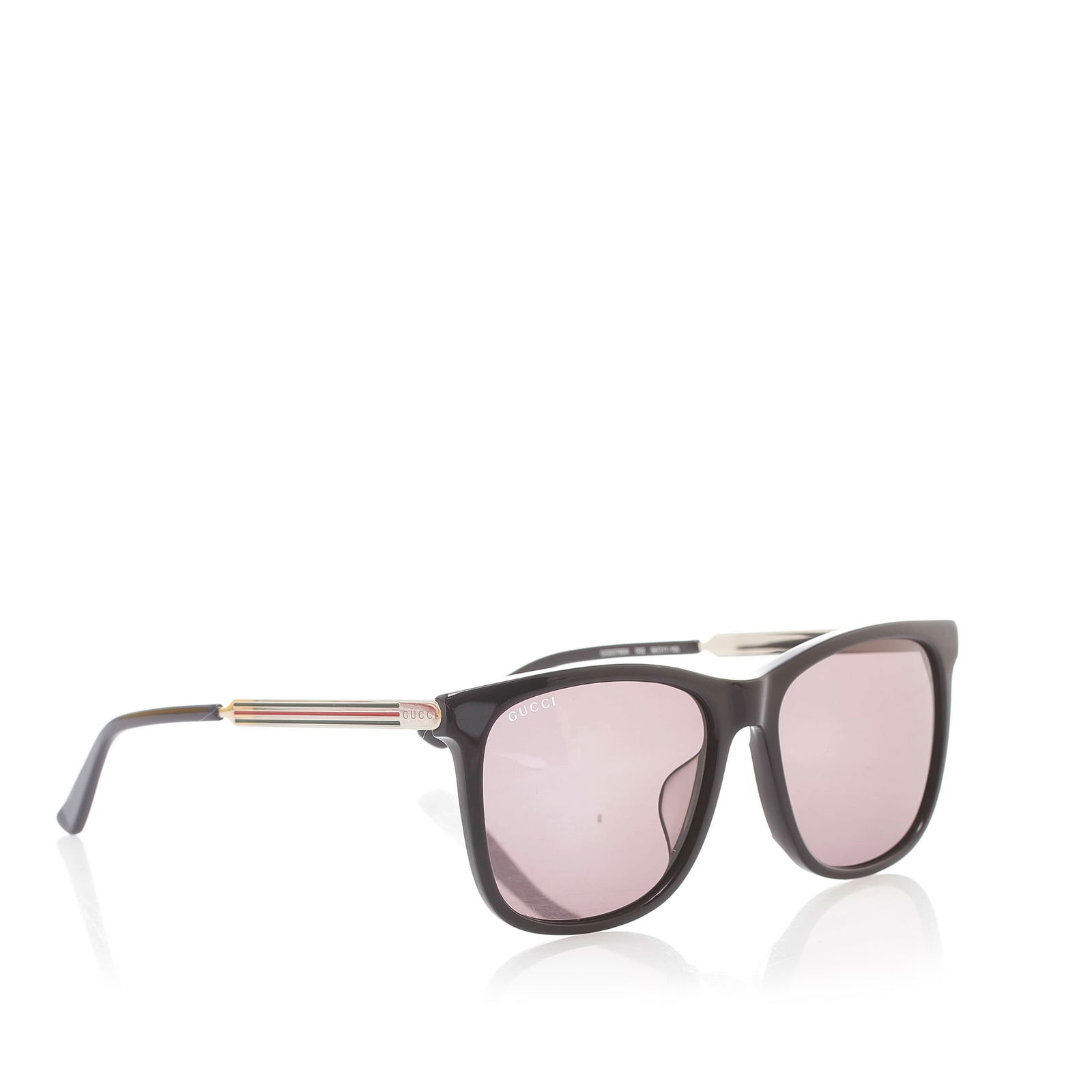 Gucci Web Accent Sunglasses: Gucci Web Accent Sunglasses These sunglasses feature an acetate frame and tinted lenses. Brand: Gucci Model: Web Accent Sunglasses Origin: Italy Category: Accessories Color: Black Style: Material: Pla