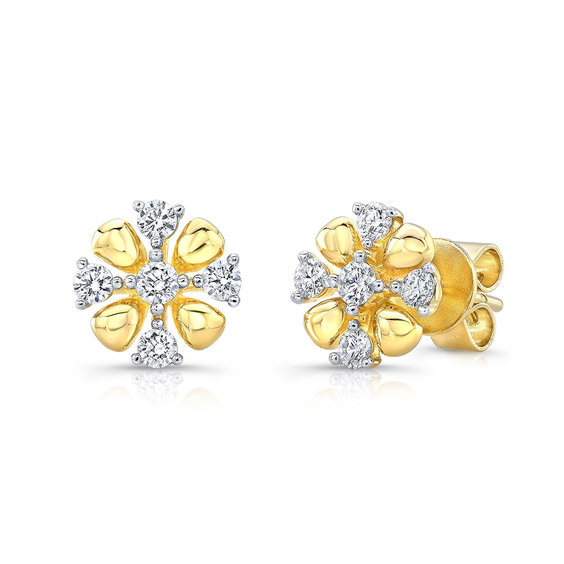 Diamond 4-cross Earrings With High-polish Accent In 14k Yellow Gold: Diamond 4-cross Earrings With High-polish Accent In 14k Yellow Gold Trendy 4-cross Diamond Earrings With High Polish Accent Has 0.45ctw Of Round Brilliant Melee Set In 14k Yellow Gold 14k Yellow Gold 