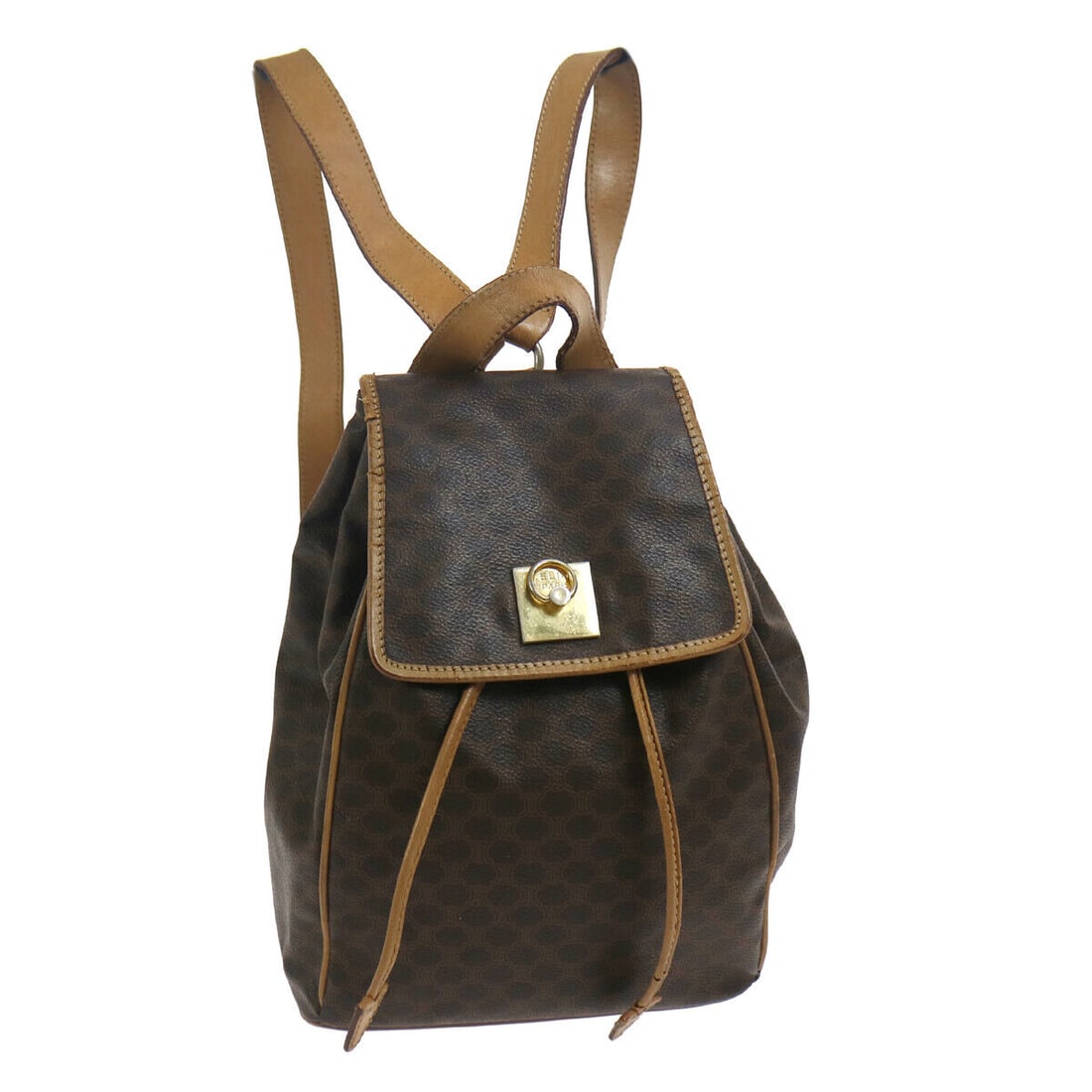 CELINE Macadam Backpack Hand Bag M161 Purse Brown PVC Leather Vintage: CELINE Macadam Backpack Hand Bag M161 Purse Brown PVC Leather Vintage Features: Adjustable Strap Bag Charm Inner Pockets Pattern: Macadam Lining Material: Leather Bag Height: 11.8 Occasion: Casual Siz