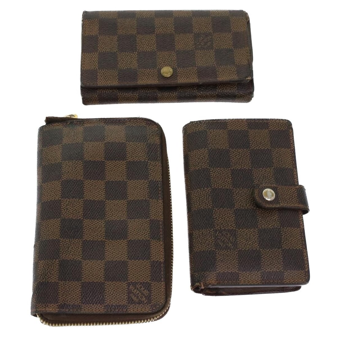 LOUIS VUITTON Damier Ebene Wallet 3Set LV: LOUIS VUITTON Damier Ebene Wallet 3Set LV Style: Wallet Material: Damier Ebene Canvas Color: Damie Ebene Type: Wallet Exterior Material: Damier Ebene Canvas C: Heavily Used The BIDHAUS Guarantee: All 