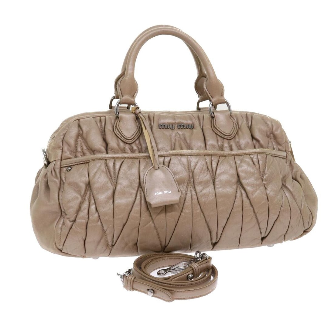 Miu Miu Hand Bag Leather 2way Brown: Miu Miu Hand Bag Leather 2way Brown Style: Hand Bag Material: Leather Exterior Color: Brown Bag Height: 7.9inch(Approx) / 20cm(Approx) Bag Depth: 4.3inch(Approx) / 11cm(Approx) Bag Length: 14.2inch(Ap
