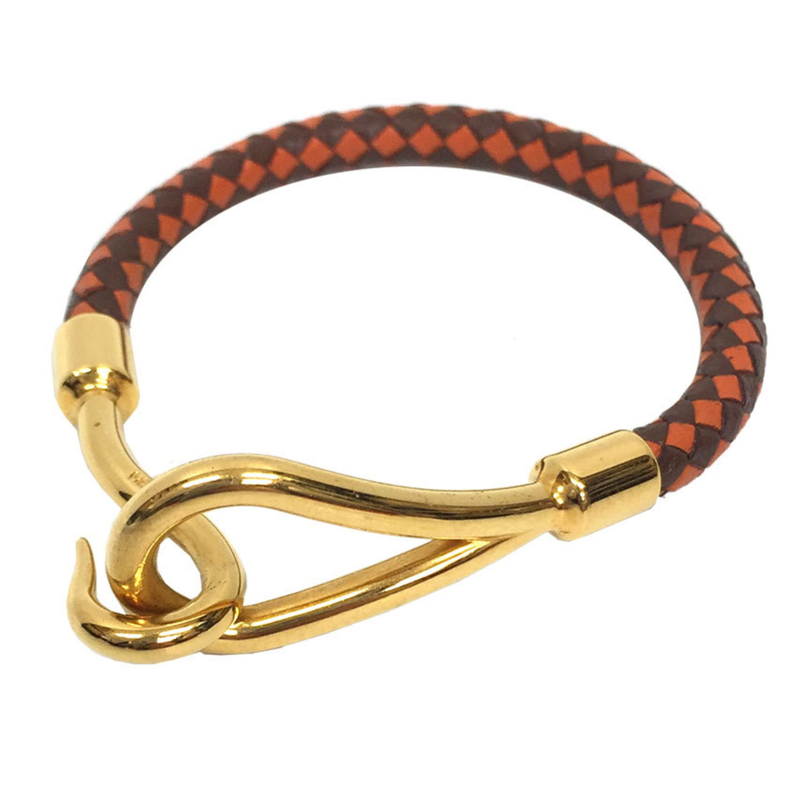 Hermes HERMES jumbo bracelet bicolor leather intrecciato men's women's brown orange: Hermes HERMES jumbo bracelet bicolor leather intrecciato men's women's brown orange Brand: Hermes Line: Jumbo Type: Charm bracelet Gender: Men Women Unisex Material: Brass Gold (18K) Leather Color: Ye