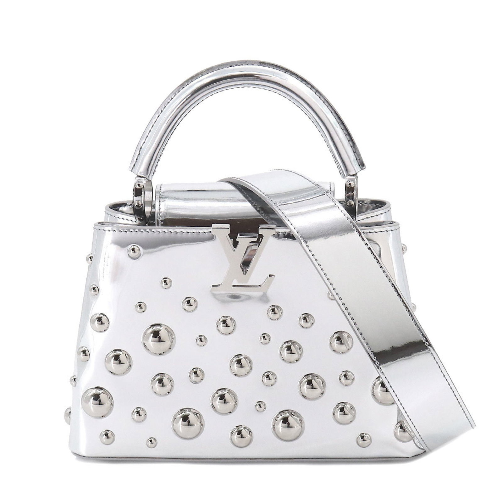 Louis Vuitton LOUIS VUITTON Capucines BB LVxYK 2way Hand Shoulder Bag Taurillon Leather Silver Yayoi: Louis Vuitton LOUIS VUITTON Capucines BB LVxYK 2way Hand Shoulder Bag Taurillon Leather Silver Yayoi Kusama M21634 RFID Brand: Louis Vuitton Type: Shoulder bag Material: Leather Leather: Leather/Fur T