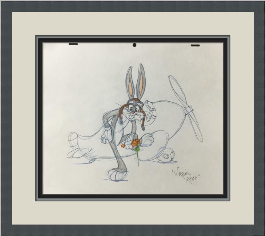 Virgil Ross Original Signed Model Sheet Drawing Bugs Bunny Airplane