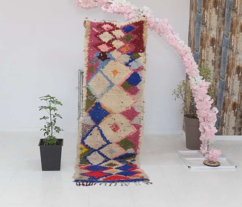 82.5 X 27.5 Inches - 210 X 70 Cm Moroccan Rug Vintage Azilal Rug Hand Woven By Berber /Berber: 82.5 X 27.5 Inches - 210 X 70 Cm Moroccan Rug Vintage Azilal Rug Hand Woven By Berber /Berber Carpets.Natural Rug.Berber Berber hand woven rug made from natural materials and with a great symbolic loa