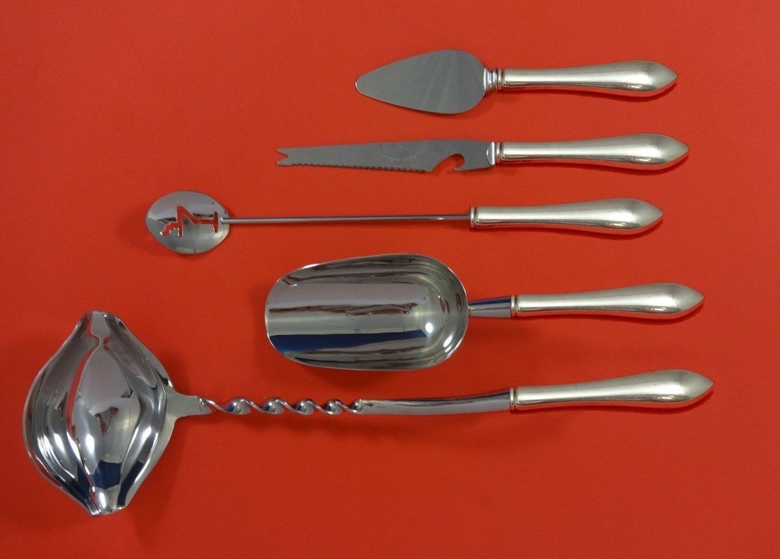 Pointed Antique Reed Barton Dominick Haff Sterling Cocktail Bar Set Custom: Pointed Antique Reed Barton Dominick Haff Sterling Cocktail Bar Set Custom Composition: Sterling Silver Maker: Reed & Barton and Dominick & Haff Type: Cocktail Party Bar Serving Set Age: Post-1940 Poi