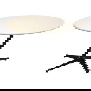 Eames for Herman Miller 48" Round Dining Table: Eames for Herman Miller 48" Round Dining Table Originally designed in 1964 by Charles and Ray Eames for Herman Miller this mid century modern round dining table has a light grey top slightly used. Min