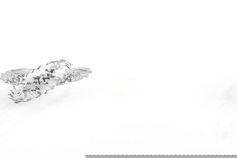 2.17 Carat Edwardian Engagement Ring: 2.17 Carat Edwardian Engagement Ring Antique Edwardian engagement ring finely crafted in platinum with GIA certified Old European cut diamond at the center weighing 2.17 carat K color VS1 clarity. Cir