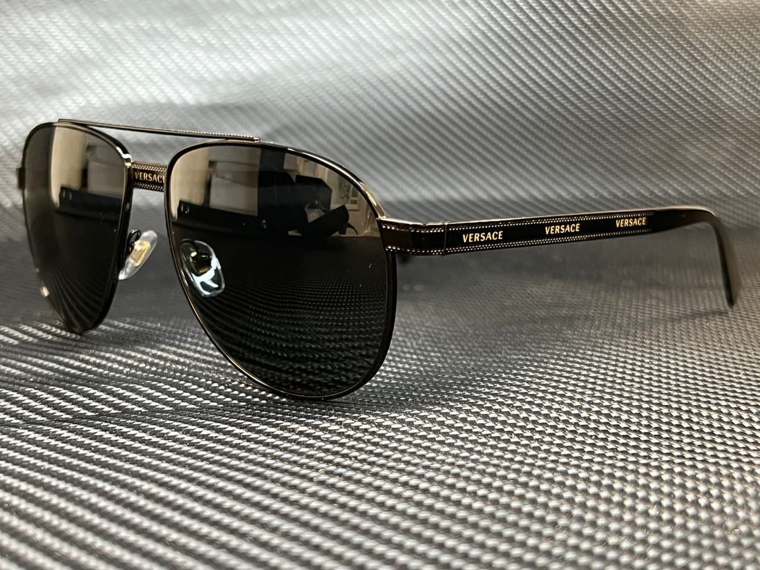 Versace Ve2209 100987 Black Aviator Mens 58 Mm Sunglasses