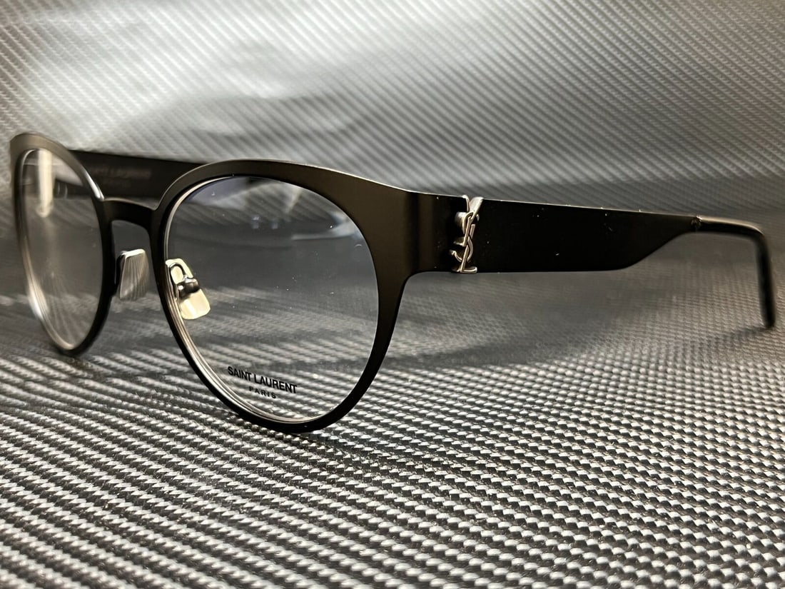 SAINT LAURENT SL M45 002 Black Womens Eyeglasses Frame 52 mm: SAINT LAURENT SL M45 002 Black Womens Eyeglasses Frame 52 mm Frame Color: Black Type: Eyeglasses Frame Material: Metal Lens Socket Width: 52 mm Bridge Width: 19 mm Temple Length: 140 mm New The BIDHAU
