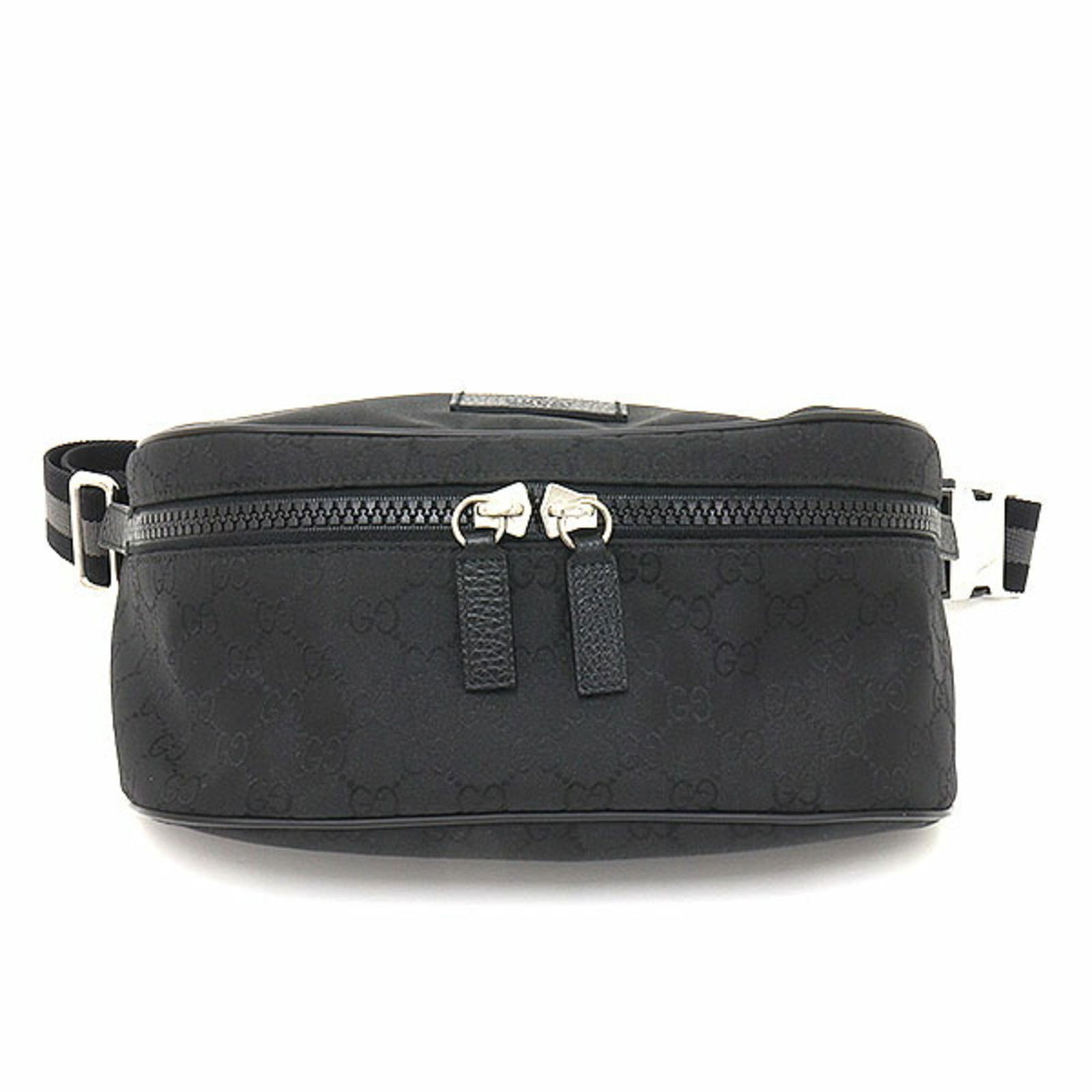 Gucci Gucci Gg Nylon Belt Bag Black Leather 449182 Waist Body