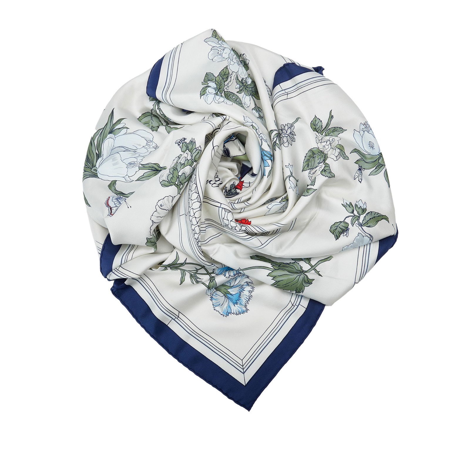 Hermes Aux Fleurs Silk Scarf: Hermes Aux Fleurs Silk Scarf This scarf features a print on 100% silk. Brand: Hermes Model: Aux Fleurs Silk Scarf Origin: France Category: Accessories Color: White Style: Material: Fabric Condition: B