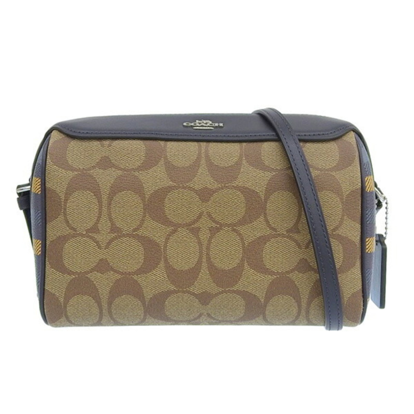 COACH Coach Leather Signature Check Shoulder Bag F76630 Navy Brown Ladies: COACH Coach Leather Signature Check Shoulder Bag F76630 Navy Brown Ladies Brand: Coach Line: Signature Model: F76630 Type: Shoulder bag Material: PVC Leather PVC: Leather: Color: Brown Navy Hardware C