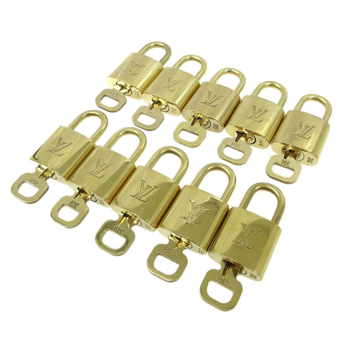 LOUIS VUITTON Padlock & Key Bag Accessories Charm 10 Piece Set Gold: LOUIS VUITTON Padlock & Key Bag Accessories Charm 10 Piece Set Gold Type: Padlock Color: Gold Theme: Metal Character Family: Charmed Outside Condition: C: Heavily Used/Inside Condition: C: Heavily Use