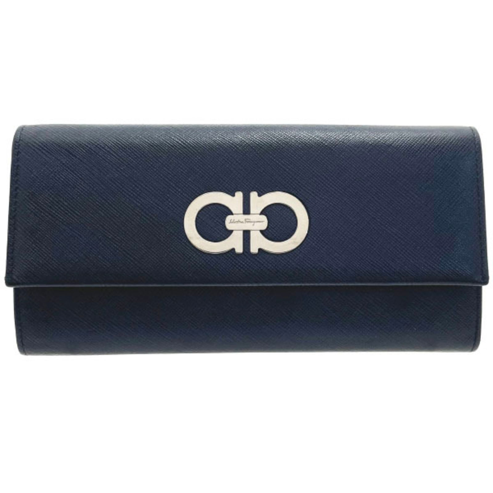 Salvatore Ferragamo Long Wallet Gancini Bifold Calf Navy Blue 22 7121 Leather Icon Double: Salvatore Ferragamo Long Wallet Gancini Bifold Calf Navy Blue 22 7121 Leather Icon Double Brand: Salvatore Ferragamo Line: Gancini Model: 22 7121 Type: Long wallet (bi-fold) Gender: Women Material: Le