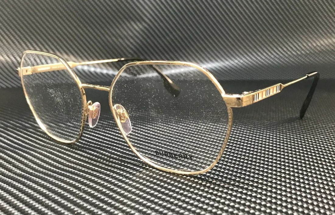 BURBERRY BE1350 1109 Gold Round 56 mm Womens Eyeglasses: BURBERRY BE1350 1109 Gold Round 56 mm Womens Eyeglasses Style: Round Type: Eyeglasses Frame Color: Gold New The BIDHAUS Guarantee: All items in this auction are guaranteed to be 100% authentic. At You