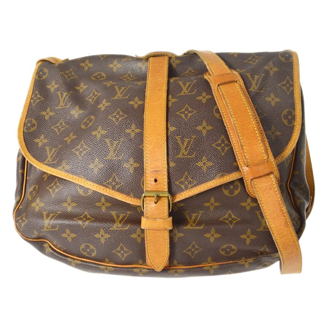 LOUIS VUITTON SAUMUR 35 MESSENGER SHOULDER BAG MONOGRAM M42254 AR1911: LOUIS VUITTON SAUMUR 35 MESSENGER SHOULDER BAG MONOGRAM M42254 AR1911 Bag Width: 13 in Pattern: Monogram Closure: Buckle Bag Height: 10 in Handle/Strap Color: Brown Occasion: Casual Size: Medium Handl