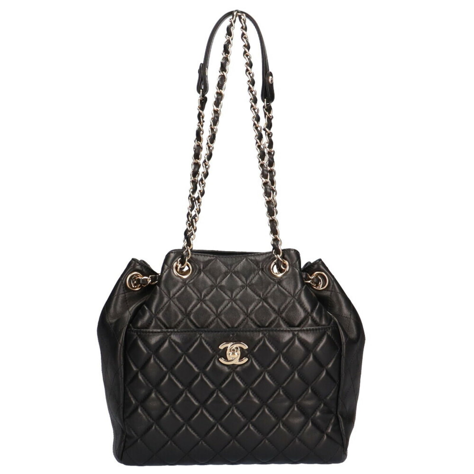 Chanel CHANEL chain matelasse shoulder bag lambskin black ladies: Chanel CHANEL chain matelasse shoulder bag lambskin black ladies Brand: Chanel Country of Origin: Italy Type: Shoulder bag Material: Leather Leather: Leather/Fur Type: Lambskin Color: Black Closure: M