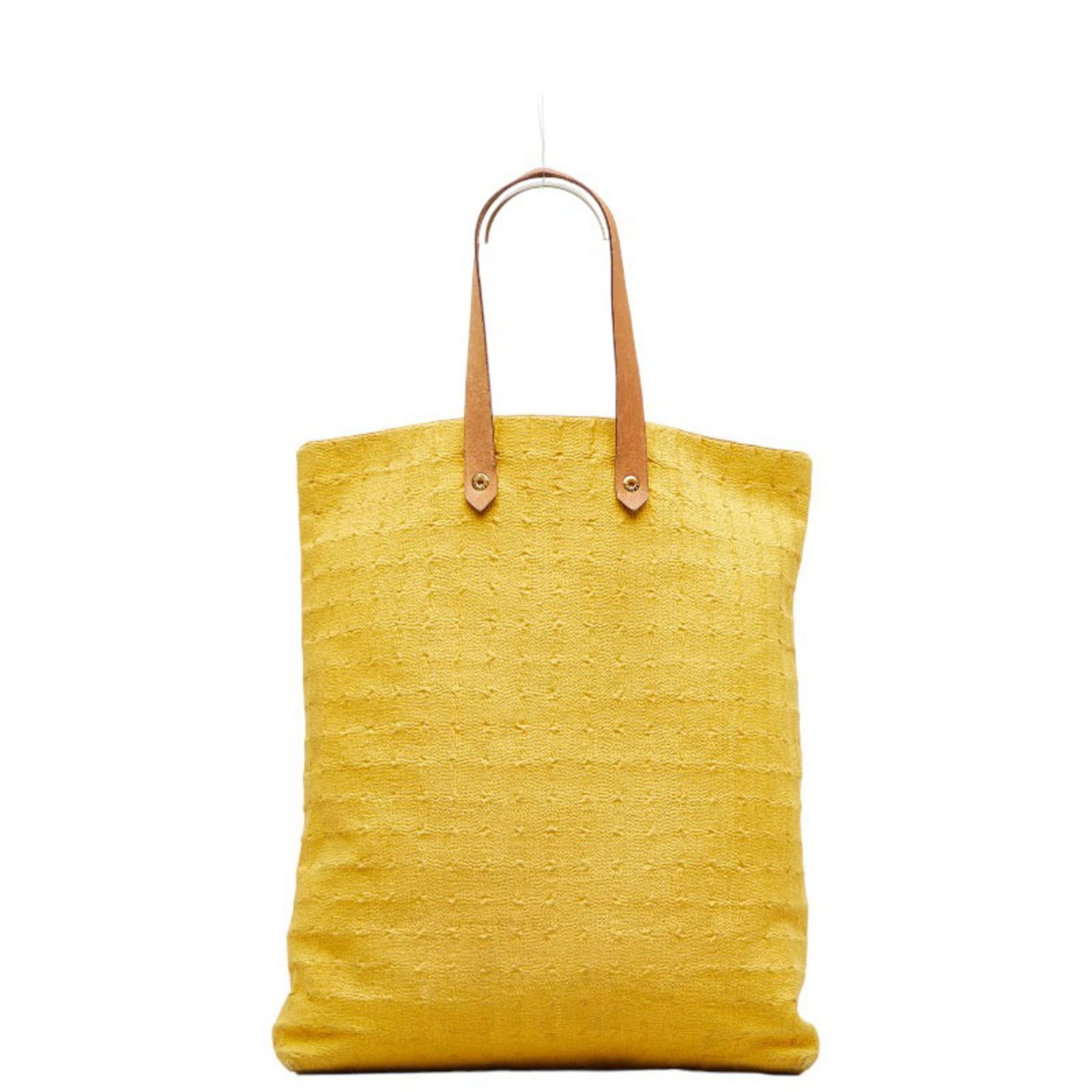 Hermes Amedaba Handbag Tote Bag Yellow Cotton Leather Women's HERMES: Hermes Amedaba Handbag Tote Bag Yellow Cotton Leather Women's HERMES Brand: Hermes Line: Ahmedabad Type: Handbag Tote bag Material: Cotton Cotton: Color: Yellow Closure: Open Outer Pocket: Open pocket