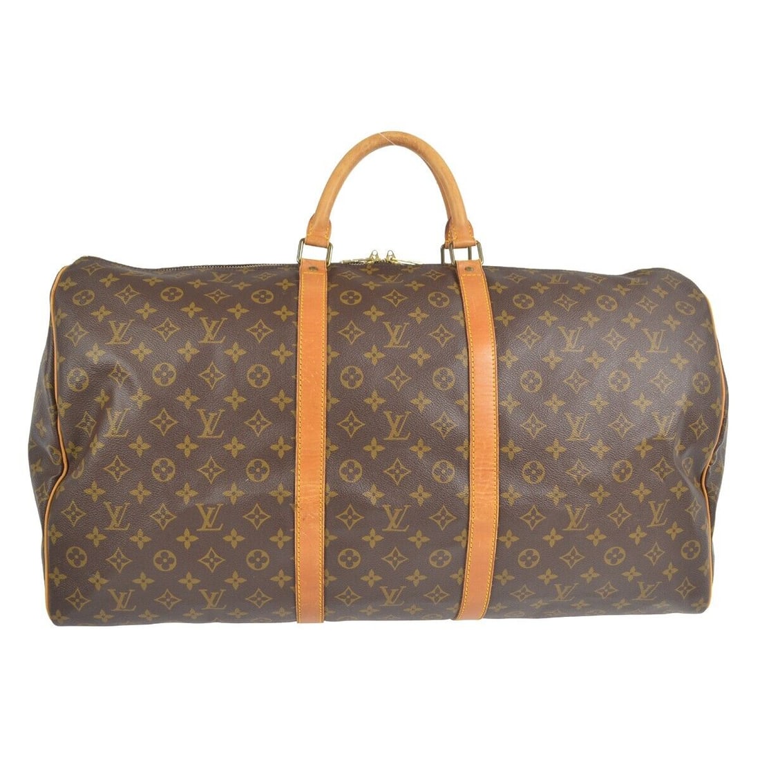 Louis Vuitton Keepall 60 Travel Handbag Purse Monogram M41422 MI0991: Louis Vuitton Keepall 60 Travel Handbag Purse Monogram M41422 MI0991 Bag Width: 23 in Pattern: Monogram Bag Height: 12 in Closure: Zip Occasion: Travel Handle/Strap Color: Beige Size: Extra Large Hand