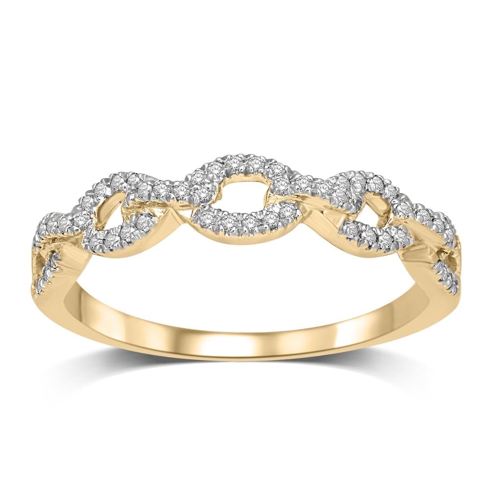 14K Yellow Gold 1/6 Ct.Tw.Diamond Stackable Band: 14K Yellow Gold 1/6 Ct.Tw.Diamond Stackable Band This glamorous ring is available in 14K Yellow Gold. There are 60 round diamonds with a total carat weight of 1/6 Ct. set in a micro prong setting. Giv